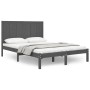 Solid gray pine wood bed frame 150x200 cm by vidaXL, Beds and slatted bases - Ref: Foro24-3105737, Price: 174,99 €, Discount: %