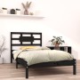 Black solid wood bed frame 100x200 cm by vidaXL, Beds and slatted bases - Ref: Foro24-3105659, Price: 123,99 €, Discount: %