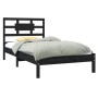 Black solid wood bed frame 100x200 cm by vidaXL, Beds and slatted bases - Ref: Foro24-3105659, Price: 123,99 €, Discount: %