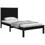 Estructura de cama madera maciza pino individual negro 90x190cm de vidaXL, Camas y somieres - Ref: Foro24-3105699, Precio: 13...