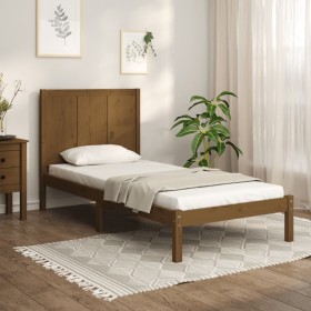 Honey brown solid pine wood bed frame 90x200 cm by vidaXL, Beds and slatted bases - Ref: Foro24-3105718, Price: 116,99 €, Dis...