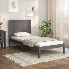 Estructura de cama madera maciza de pino gris 90x200 cm de vidaXL, Camas y somieres - Ref: Foro24-3105717, Precio: 110,99 €, ...