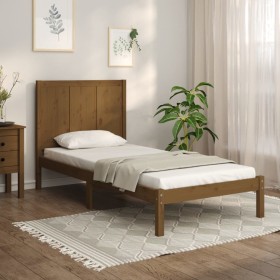 Solid wood bed frame honey brown single 75x190 cm by vidaXL, Beds and slatted bases - Ref: Foro24-3105693, Price: 119,99 €, D...