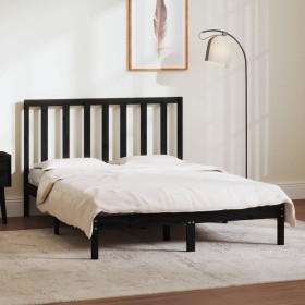 Estructura de cama madera maciza de pino negro 135x190 cm de vidaXL, Camas y somieres - Ref: Foro24-3106617, Precio: 158,99 €...