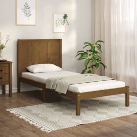 Honey brown solid pine wood bed frame 100x200 cm by vidaXL, Beds and slatted bases - Ref: Foro24-3105723, Price: 122,99 €, Di...