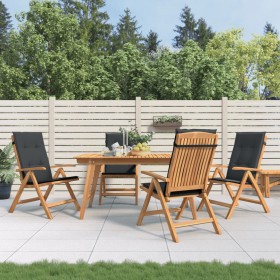 Liegende Gartenstühle und Kissen, 4 Stück, massives Teakholz von vidaXL, Gartenstühle - Ref: Foro24-3196470, Preis: 572,04 €,...