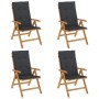 Reclining garden chairs and cushions 4 pcs solid teak wood by vidaXL, Garden chairs - Ref: Foro24-3196470, Price: 598,48 €, D...