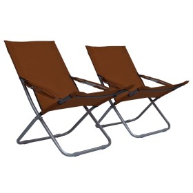 Folding beach chairs 2 units brown fabric by vidaXL, Garden chairs - Ref: Foro24-47906, Price: 91,99 €, Discount: %