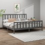 Solid gray pine wood bed frame 200x200 cm by vidaXL, Beds and slatted bases - Ref: Foro24-3106725, Price: 165,24 €, Discount: %