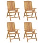 Reclining garden chairs and cushions 4 pcs solid teak wood by vidaXL, Garden chairs - Ref: Foro24-3196470, Price: 598,48 €, D...