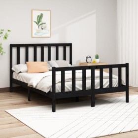 Estructura de cama madera maciza de pino negra 150x200 cm de vidaXL, Camas y somieres - Ref: Foro24-3106712, Precio: 189,99 €...