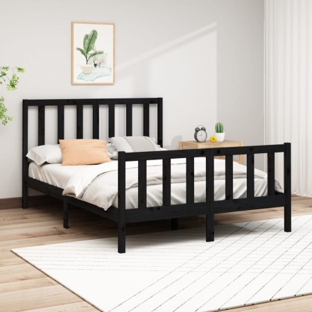 Solid black pine wood bed frame 150x200 cm by vidaXL, Beds and slatted bases - Ref: Foro24-3106712, Price: 185,35 €, Discount: %