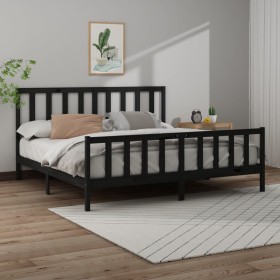 Solid black pine wood bed frame 200x200 cm by vidaXL, Beds and slatted bases - Ref: Foro24-3106727, Price: 199,61 €, Discount: %