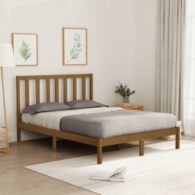 Honey brown solid pine wood bed frame 120x200 cm by vidaXL, Beds and slatted bases - Ref: Foro24-3106766, Price: 128,99 €, Di...