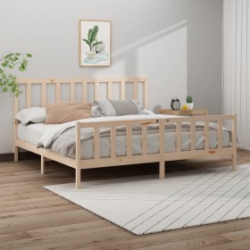 Estructura de cama de madera maciza de pino 200x200 cm de vidaXL, Camas y somieres - Ref: Foro24-3106723, Precio: 138,99 €, D...