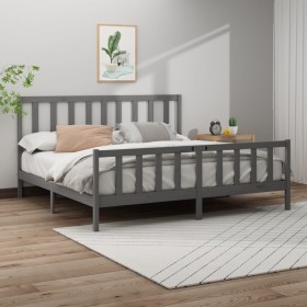 Estructura de cama madera maciza de pino gris 180x200 cm de vidaXL, Camas y somieres - Ref: Foro24-3106720, Precio: 163,99 €,...