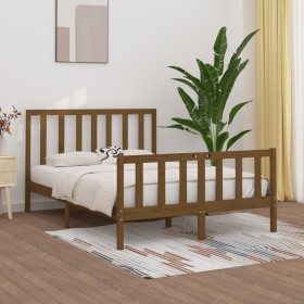 Honey brown solid wood bed frame 120x200 cm by vidaXL, Beds and slatted bases - Ref: Foro24-3106831, Price: 134,99 €, Discoun...