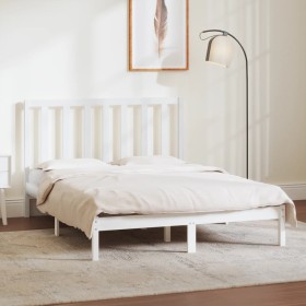 Solid white pine wood bed frame 135x190 cm by vidaXL, Beds and slatted bases - Ref: Foro24-3106614, Price: 117,99 €, Discount: %