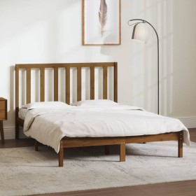 Honey brown solid pine wood bed frame 140x190 cm by vidaXL, Beds and slatted bases - Ref: Foro24-3106621, Price: 153,99 €, Di...