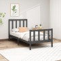 Solid gray pine wood bed frame 100x200 cm by vidaXL, Beds and slatted bases - Ref: Foro24-3106695, Price: 109,48 €, Discount: %