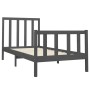 Solid gray pine wood bed frame 100x200 cm by vidaXL, Beds and slatted bases - Ref: Foro24-3106695, Price: 109,48 €, Discount: %