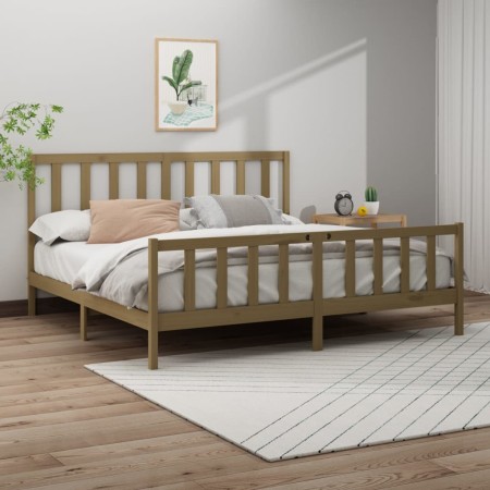 Honey brown solid pine wood bed frame 180x200 cm by vidaXL, Beds and slatted bases - Ref: Foro24-3106721, Price: 162,99 €, Di...