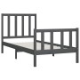 Gray solid wood bed frame 100x200 cm by vidaXL, Beds and slatted bases - Ref: Foro24-3106825, Price: 108,99 €, Discount: %