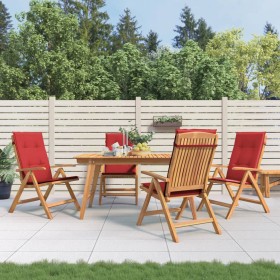 Liegende Gartenstühle und Kissen, 4 Stück, massives Teakholz von vidaXL, Gartenstühle - Ref: Foro24-3196469, Preis: 572,99 €,...