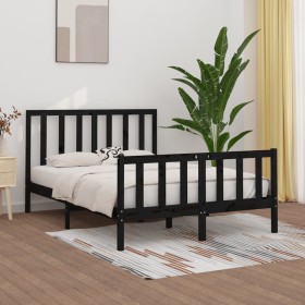 Black solid wood bed frame 140x200 cm by vidaXL, Beds and slatted bases - Ref: Foro24-3106837, Price: 184,99 €, Discount: %