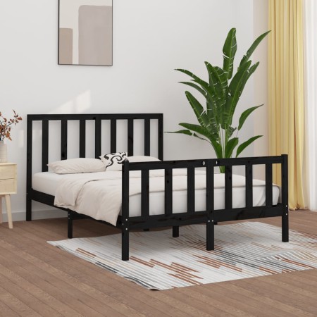 Estructura de cama de madera maciza negra 160x200 cm de vidaXL, Camas y somieres - Ref: Foro24-3106847, Precio: 181,99 €, Des...