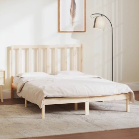 Estructura de cama madera maciza de pino 135x190 cm de vidaXL, Camas y somieres - Ref: Foro24-3106613, Precio: 110,99 €, Desc...