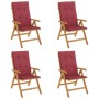 Reclining garden chairs and cushions 4 pcs solid teak wood by vidaXL, Garden chairs - Ref: Foro24-3196472, Price: 571,18 €, D...