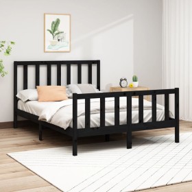 Solid black pine wood bed frame 140x200 cm by vidaXL, Beds and slatted bases - Ref: Foro24-3106707, Price: 188,80 €, Discount: %