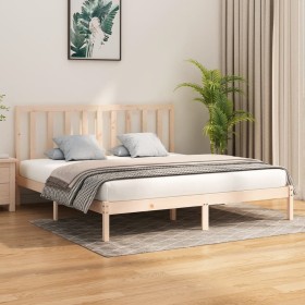 Solid wood bed frame 200x200 cm by vidaXL, Beds and slatted bases - Ref: Foro24-3106788, Price: 121,28 €, Discount: %