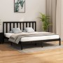 Black solid wood bed frame Supe King 180x200 cm by vidaXL, Beds and slatted bases - Ref: Foro24-3106787, Price: 177,45 €, Dis...