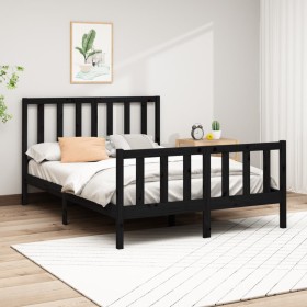 Solid black pine wood bed frame 160x200 cm by vidaXL, Beds and slatted bases - Ref: Foro24-3106717, Price: 178,99 €, Discount: %