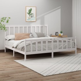 Solid white pine wood bed frame 200x200 cm by vidaXL, Beds and slatted bases - Ref: Foro24-3106724, Price: 150,39 €, Discount: %