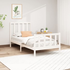 Solid white pine wood bed frame 90x200 cm by vidaXL, Beds and slatted bases - Ref: Foro24-3106689, Price: 99,24 €, Discount: %