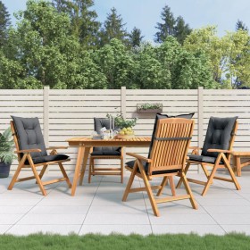 Reclining garden chairs and 4 solid teak wood cushions by vidaXL, Garden chairs - Ref: Foro24-3196478, Price: 598,99 €, Disco...