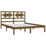 Estructura cama madera maciza marrón miel King Size 150x200 cm de vidaXL, Camas y somieres - Ref: Foro24-3107361, Precio: 157...