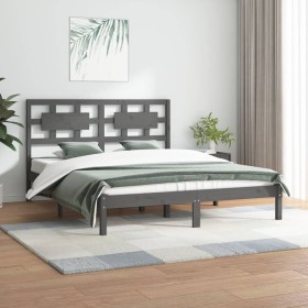 Solid gray pine wood bed frame 140x200 cm by vidaXL, Beds and slatted bases - Ref: Foro24-3107355, Price: 136,99 €, Discount: %