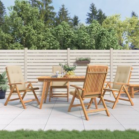 Reclining garden chairs and cushions 4 pcs solid teak wood by vidaXL, Garden chairs - Ref: Foro24-3196466, Price: 602,22 €, D...