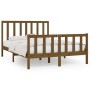 Estructura de cama madera maciza King marrón miel 150x200 cm de vidaXL, Camas y somieres - Ref: Foro24-3106841, Precio: 152,2...