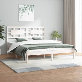 White solid wood bed frame Super King 180x200 cm by vidaXL, Beds and slatted bases - Ref: Foro24-3107369, Price: 151,67 €, Di...