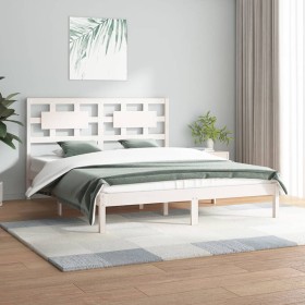 Solid white pine wood bed frame 160x200 cm by vidaXL, Beds and slatted bases - Ref: Foro24-3107364, Price: 138,99 €, Discount: %