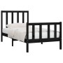 Black solid wood bed frame 100x200 cm by vidaXL, Beds and slatted bases - Ref: Foro24-3106827, Price: 132,40 €, Discount: %