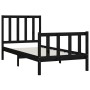 Black solid wood bed frame 100x200 cm by vidaXL, Beds and slatted bases - Ref: Foro24-3106827, Price: 132,40 €, Discount: %