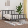 Estructura de cama de madera maciza gris 140x200 cm de vidaXL, Camas y somieres - Ref: Foro24-3106835, Precio: 155,99 €, Desc...