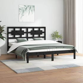 Estructura de cama de madera maciza de pino negra 200x200 cm de vidaXL, Camas y somieres - Ref: Foro24-3107377, Precio: 157,9...