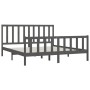 Estructura de cama de madera maciza gris 200x200 cm de vidaXL, Camas y somieres - Ref: Foro24-3106855, Precio: 160,99 €, Desc...